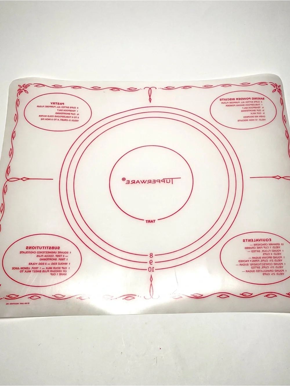 Vintage 1965 Tupperware Pastry Mat Dough Rolling Sheet Red Graphics 22